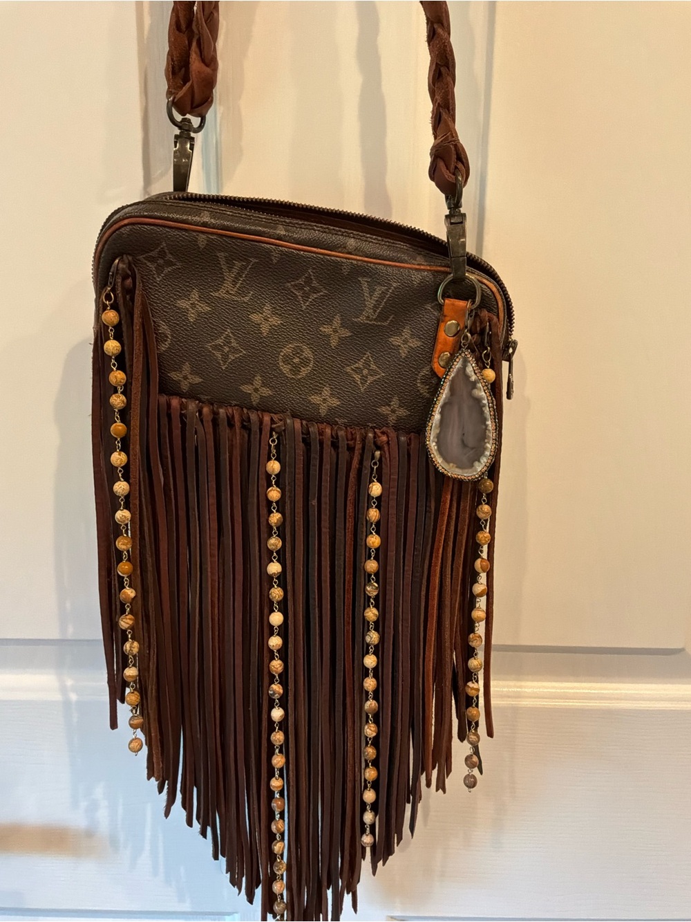Louis Vuitton Brown Monogram Fringe Crossbody with Bead Accents